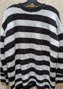 Zara Knit Stripe Wool Blend Cozy Oversized Sweater